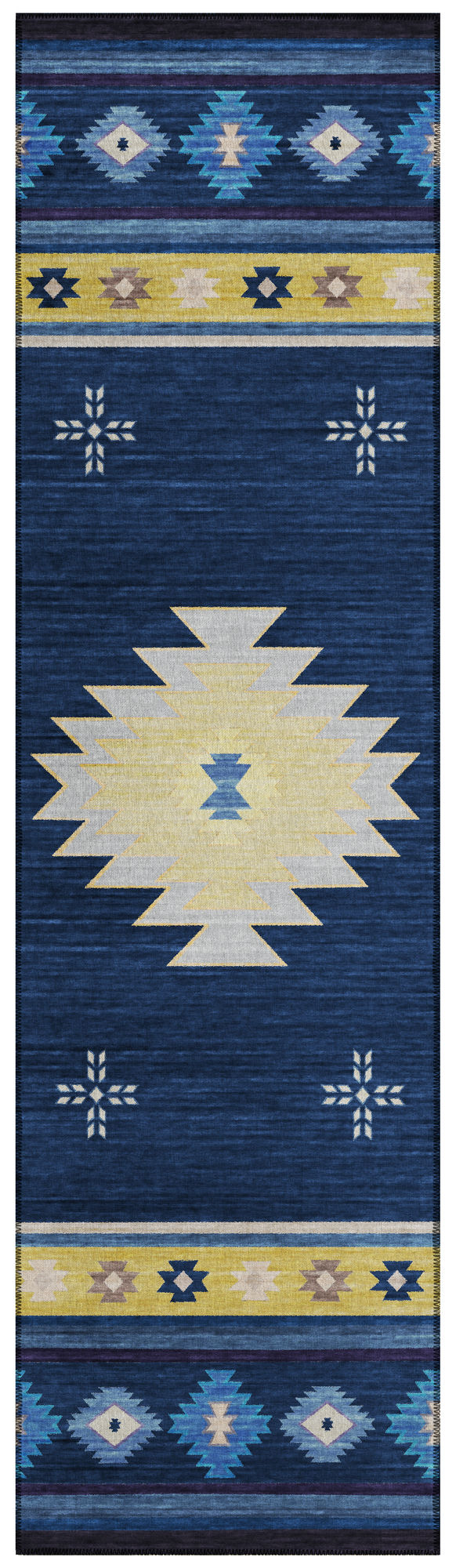 Indoor/Outdoor Phoenix PH4 Navy Washable 2'3" x 7'6" Runner Rug