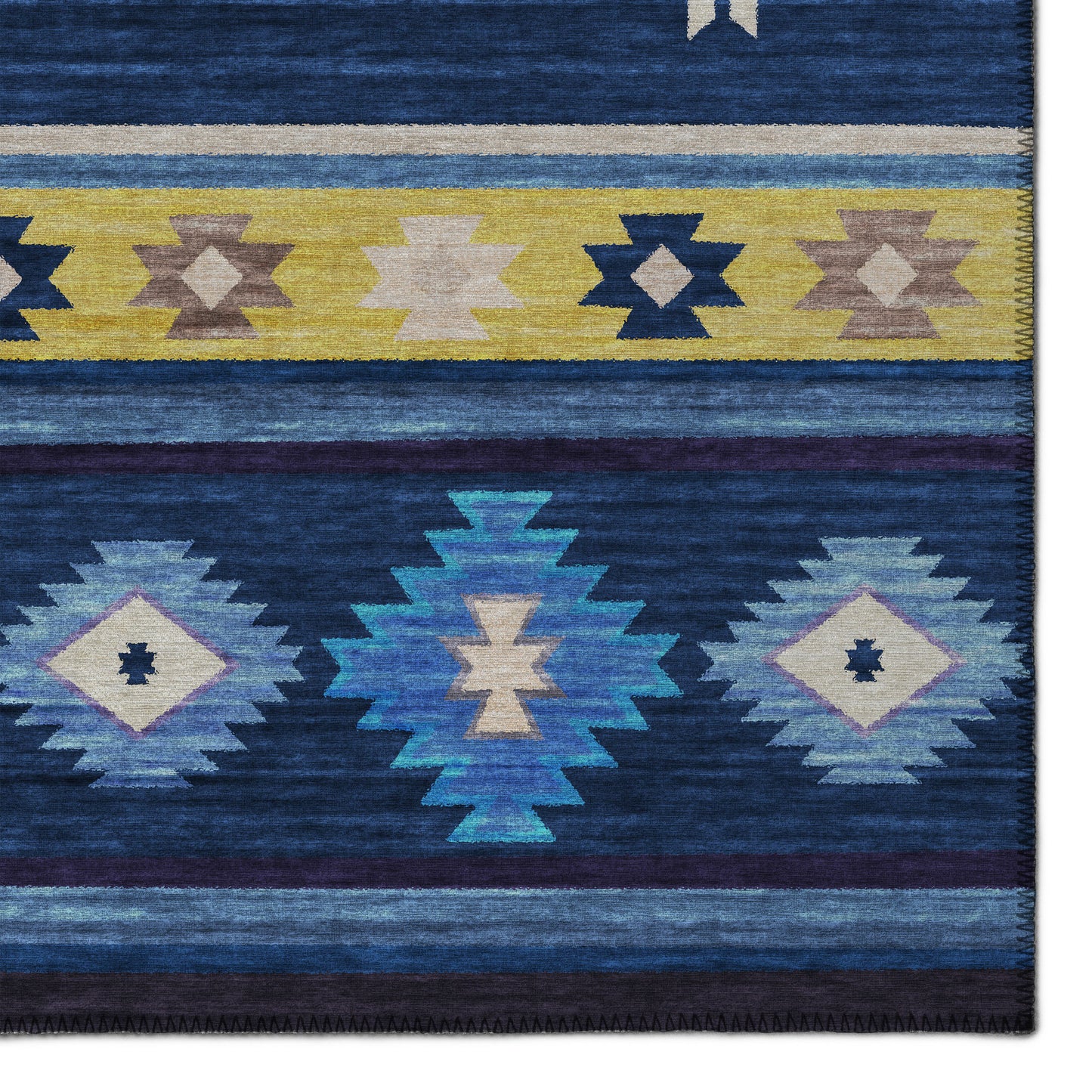 Indoor/Outdoor Phoenix PH4 Navy Washable 2'3" x 7'6" Runner Rug