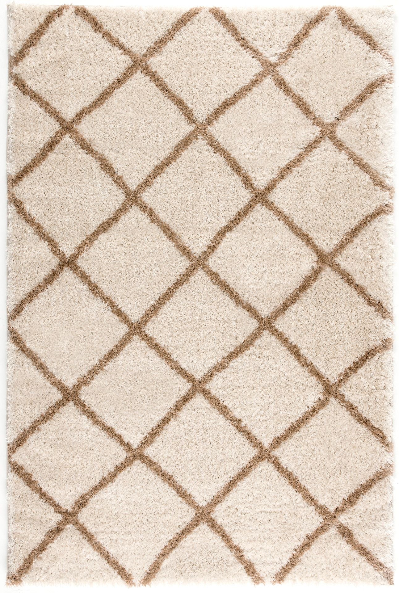 Plush-Shag Copper Diamond-Ls11107-Cream-7.10 X 10.6 Area Rug