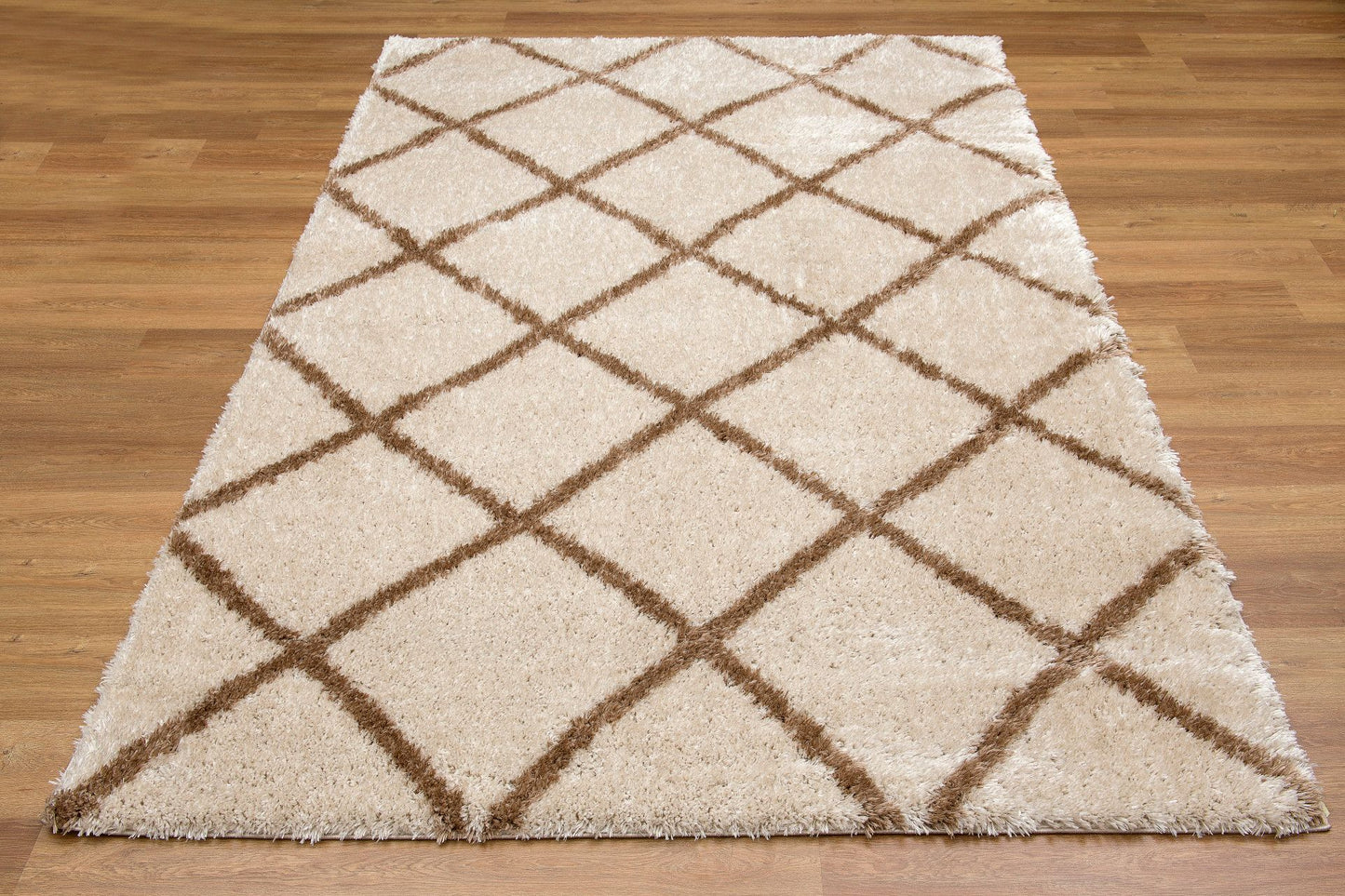 Plush-Shag Copper Diamond-Ls11107-Cream-7.10 X 10.6 Area Rug