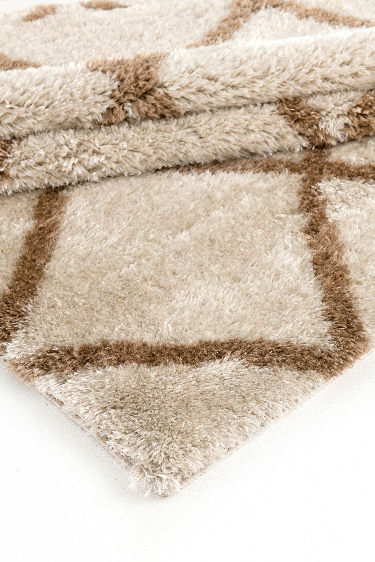 Plush-Shag Copper Diamond-Ls11107-Cream-7.10 X 10.6 Area Rug