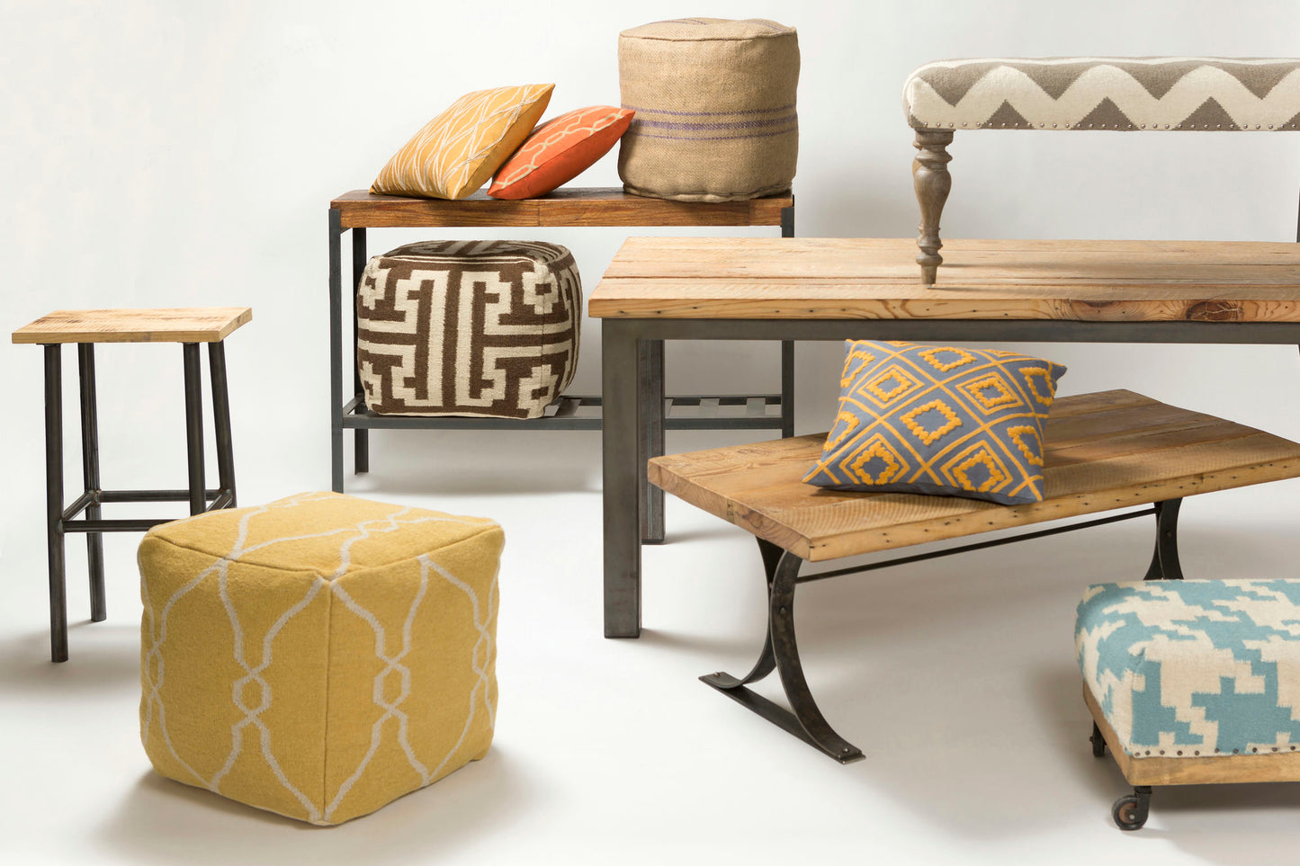 Surya Fallon Saffron Pouf 18"H X 18"W X 18"D