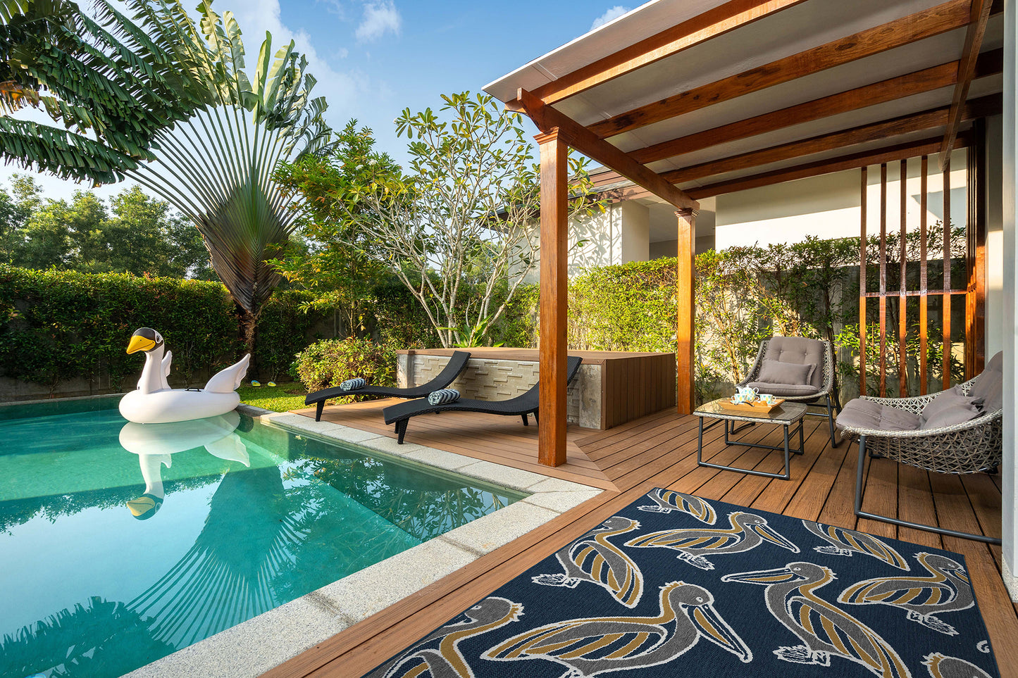 Kaleen Puerto Collection Navy Gray Area Rug 5' x 7'6"