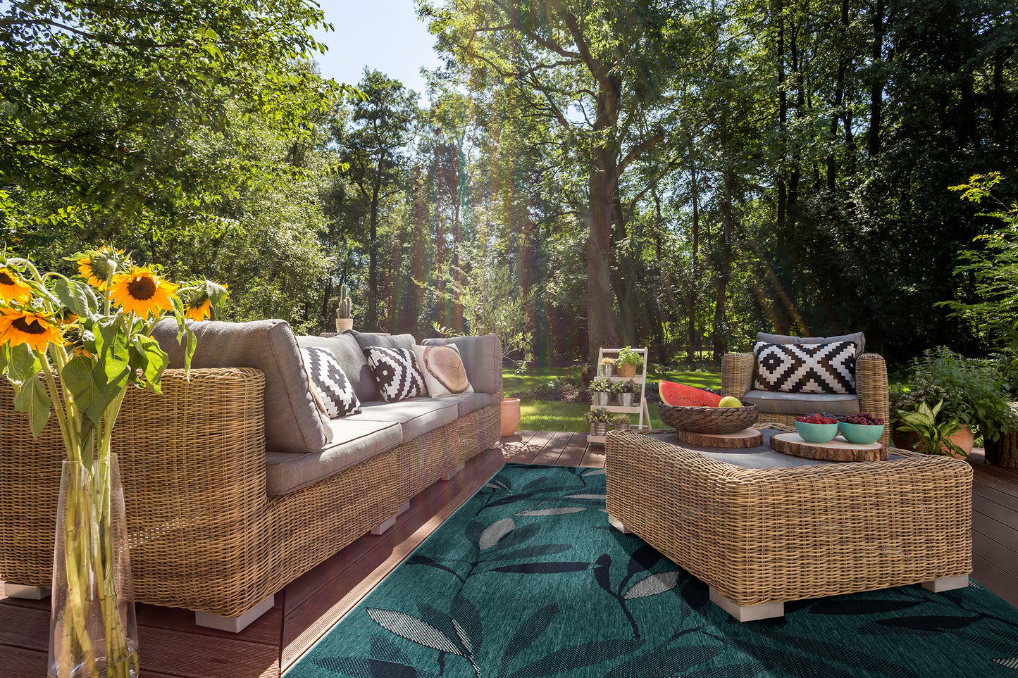 Kaleen Pianta Collection PTA07-91 Teal Area Rug 5'3" x 7'6"