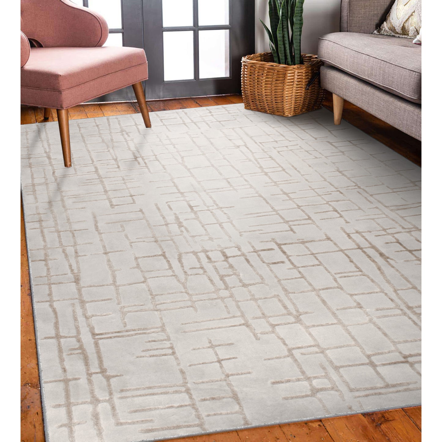 Ariella Rectangle Grey/Beige Indoor Rug 3'28" X 4'92" Ft