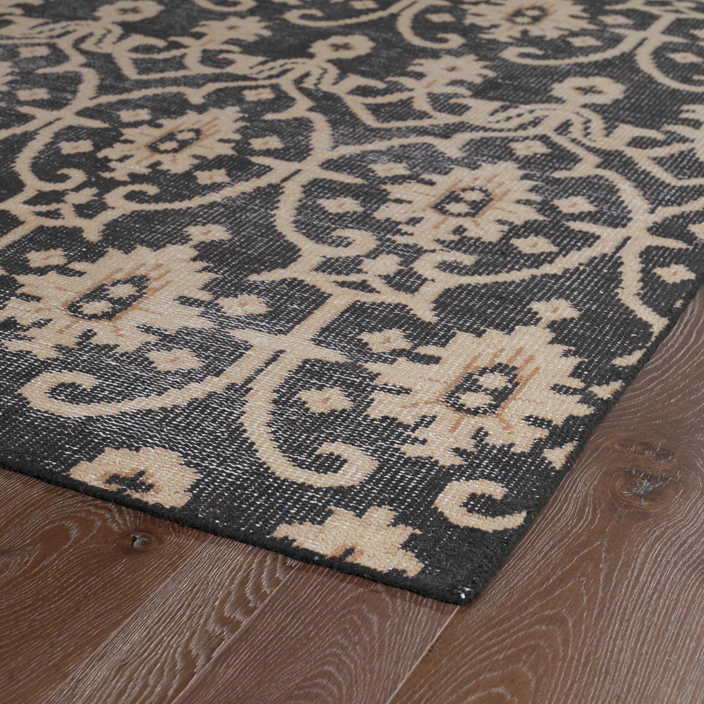 Kaleen Restoration Collection Charcoal LtBrown Throw Rug 2' x 3'