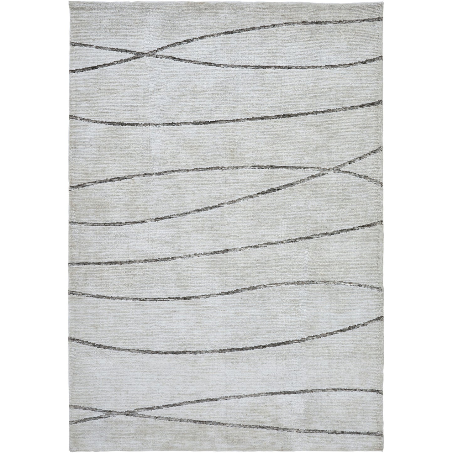 Hazel Off-White/Grey Machine Knitted Micro Polyester Rug (39X59)