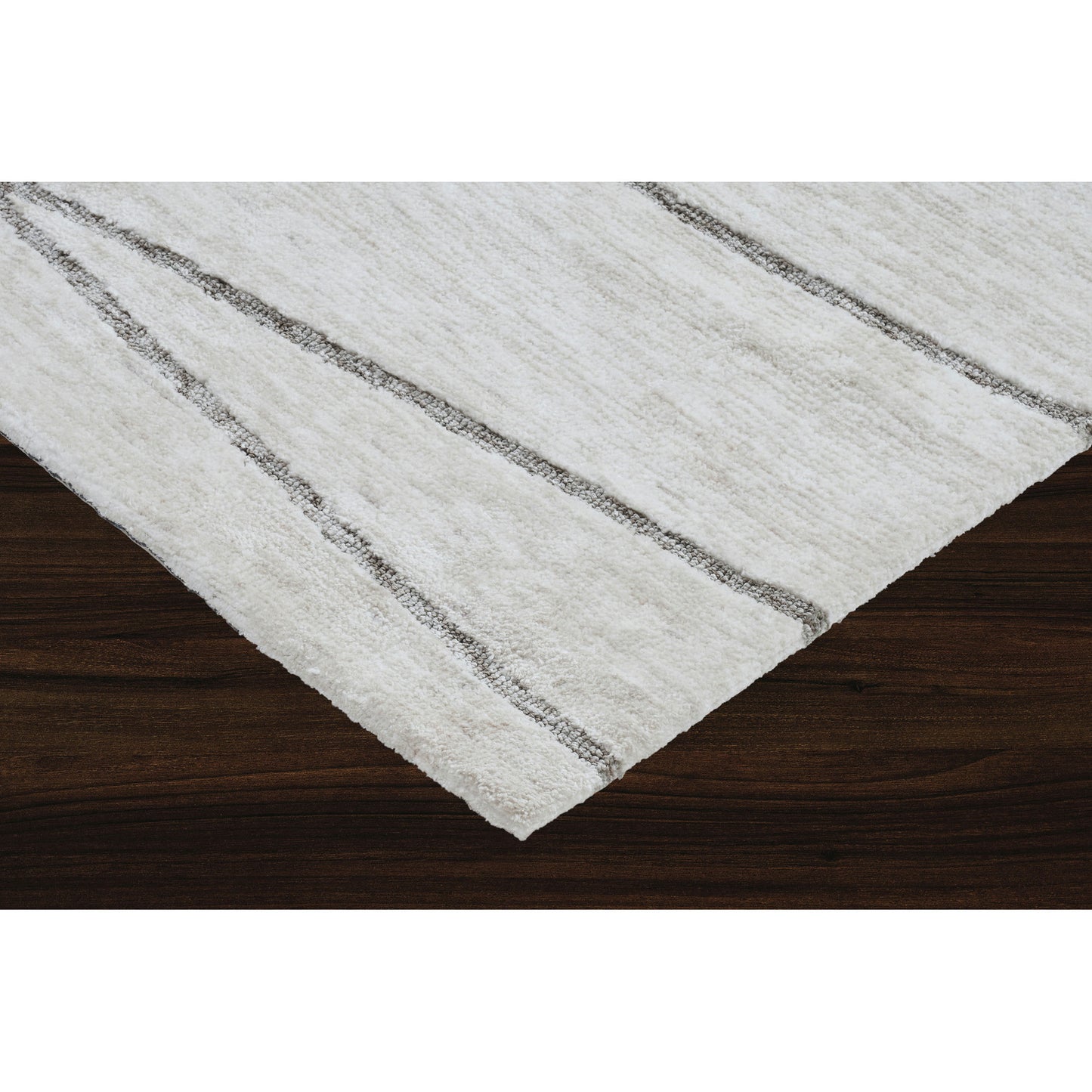 Hazel Off-White/Grey Machine Knitted Micro Polyester Rug (39X59)