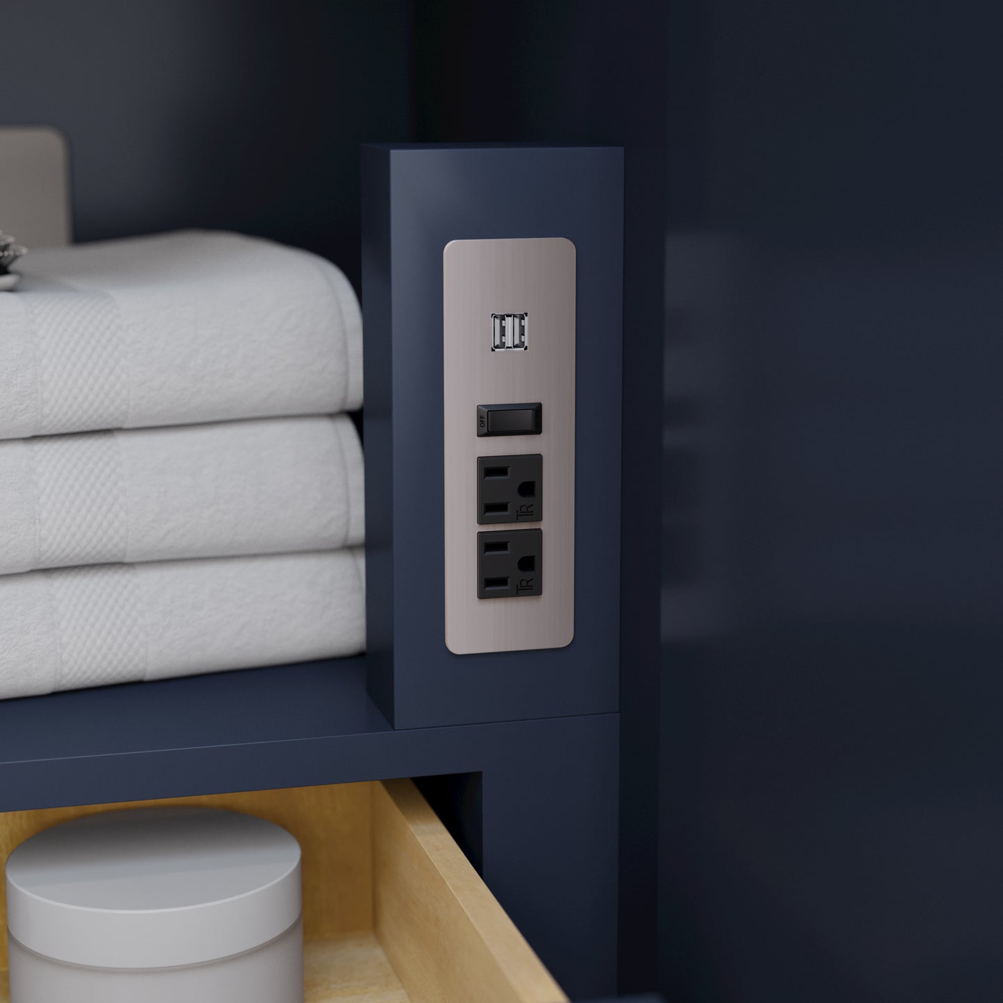 Marlena 60 " Single Vanity in Dark Blue, White Marble Top, Sink, Nickel Trim