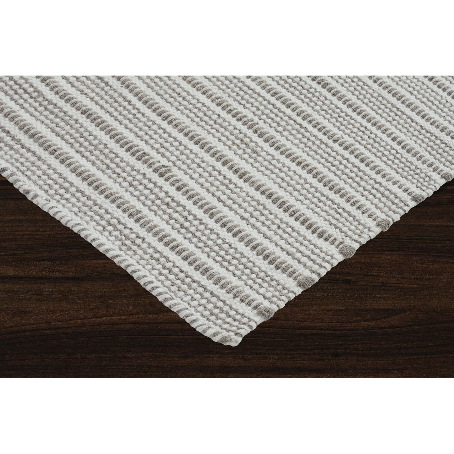 Orria Ivory/Grey Hand Woven Wool, Polyester Rug (24X39)