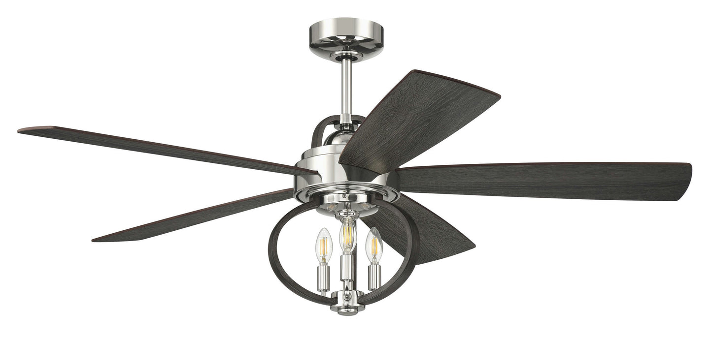 Reese 52" Smart Ceiling Fan w/ Integrated Light Kit Nickel, WIFI & Rem Control