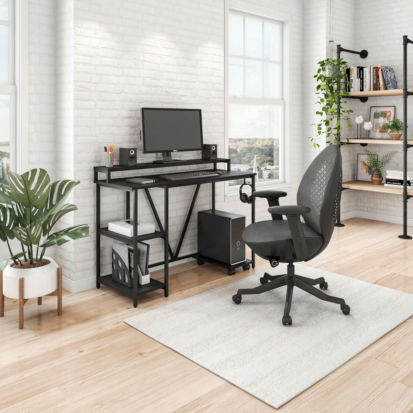 Techni Mobili Industrial Black Writing Desk