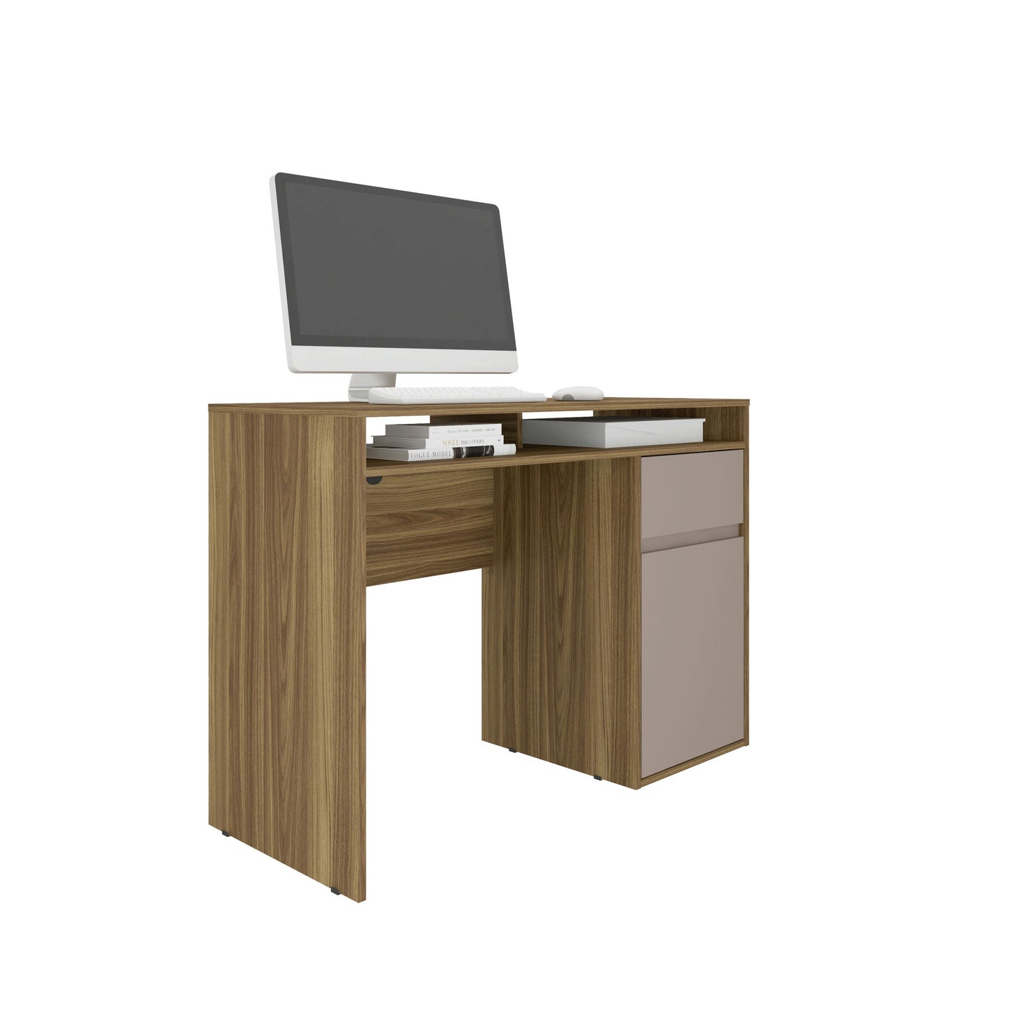 Techni Mobili Home Office Workstation with Storage, Walnut