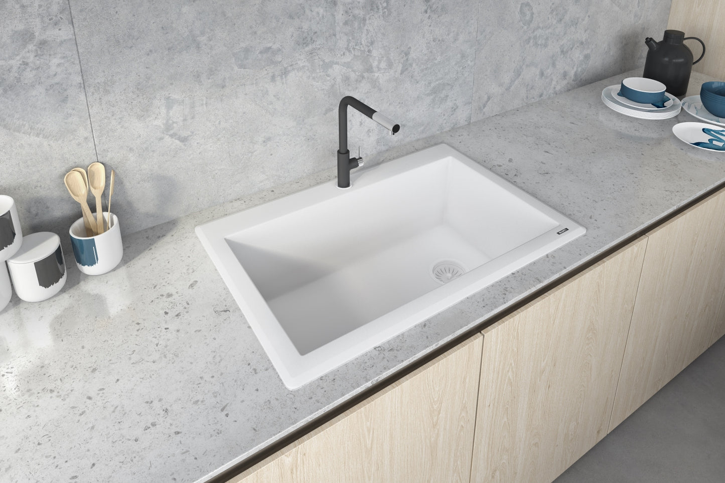 Ruvati 33 x 22 inch Granite Composite Kitchen Sink - Arctic White