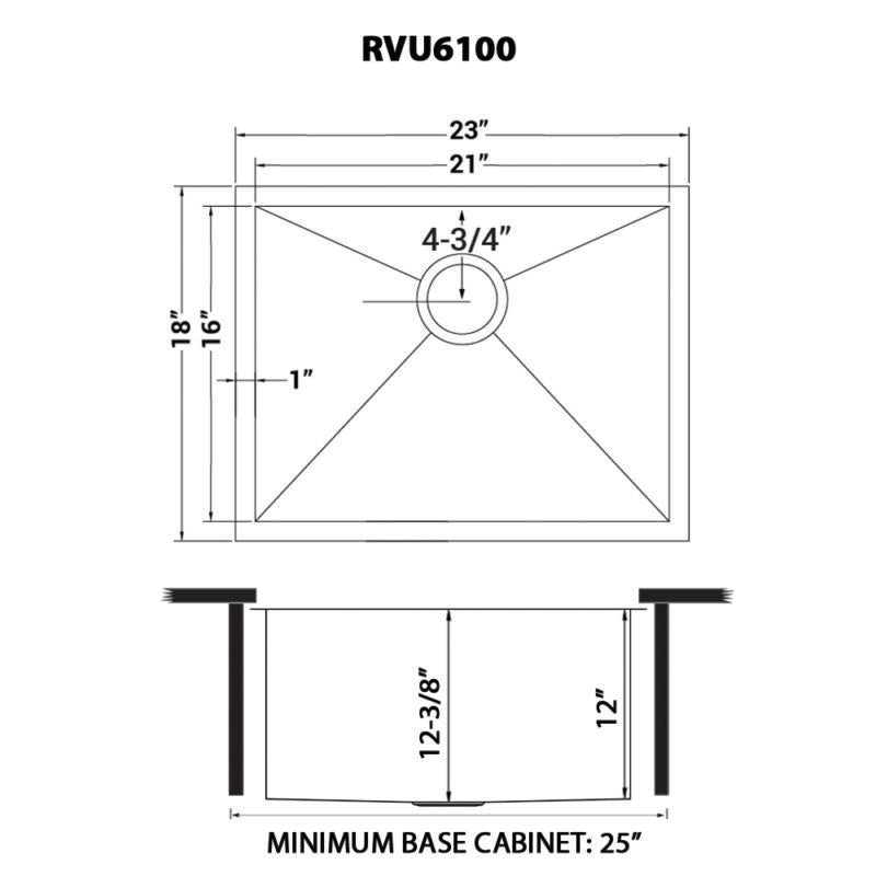 Ruvati Forma 23 x 18 inch Undermount Laundry Sink - Stainless Steel