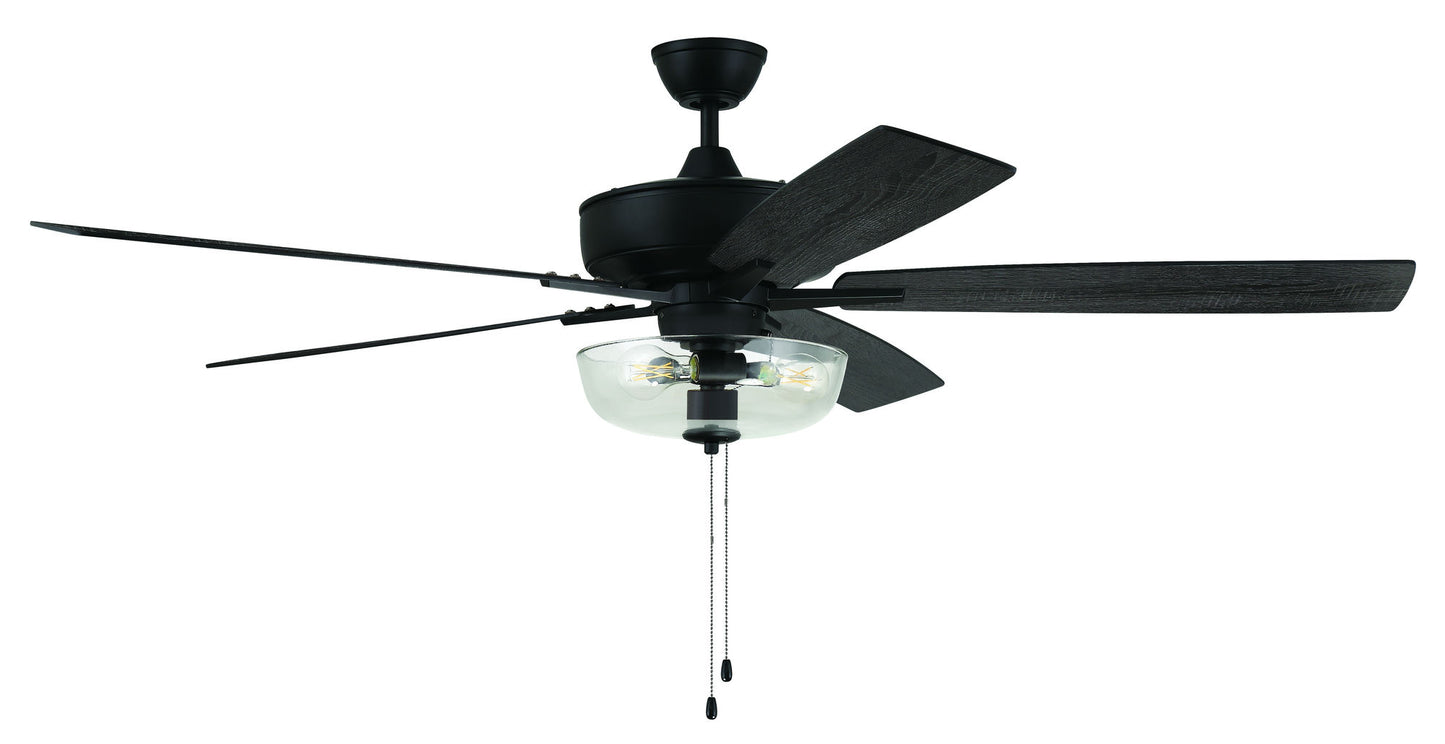 60" Super Pro Fan with Clear Bowl Light Kit and Blades in Flat Black