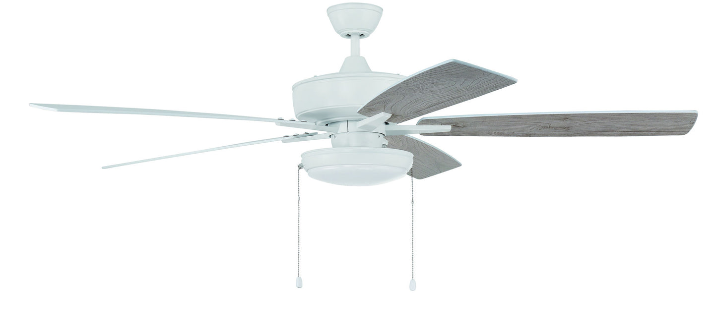 60" Super Pro Fan with Slim Pan Light Kit and Blades in White