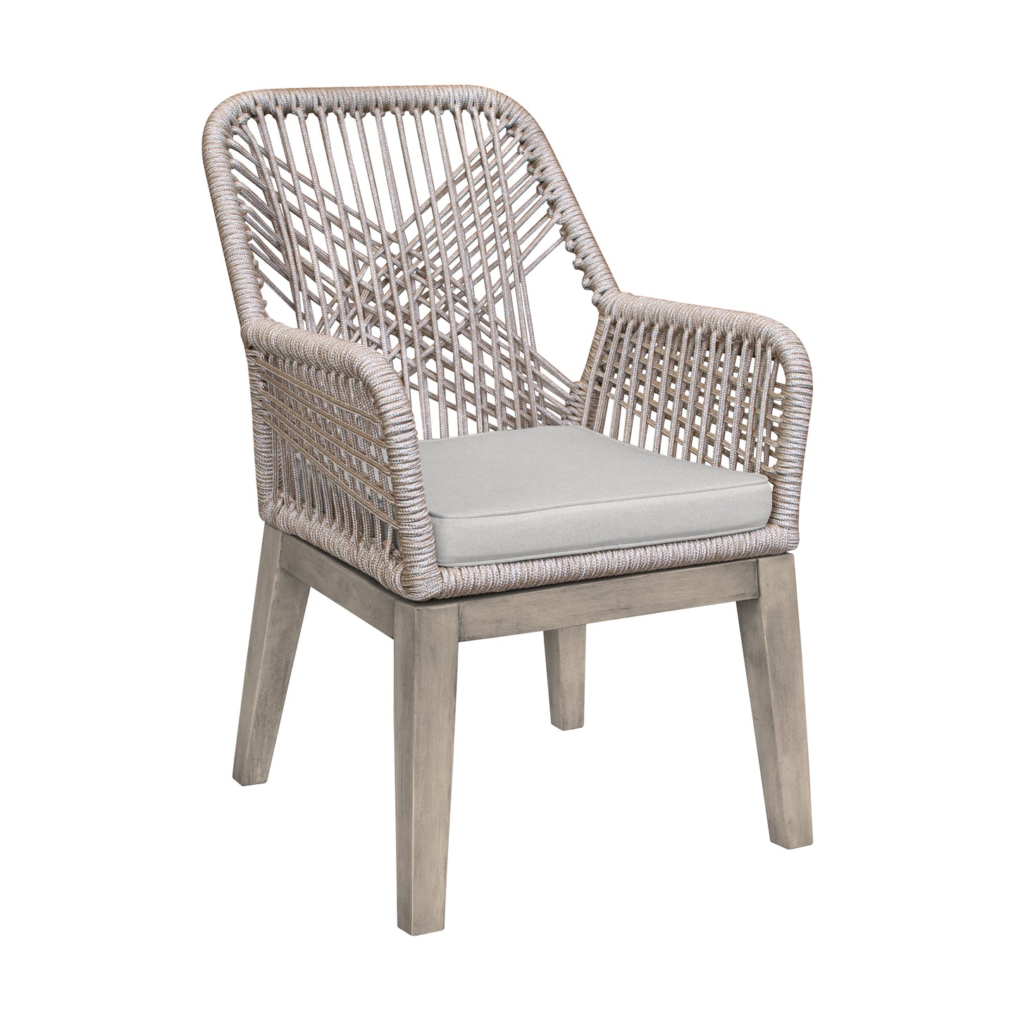 Costa 7-Piece Patio Dining Set with Arm Chairs in Grey Acacia Wood and Rope