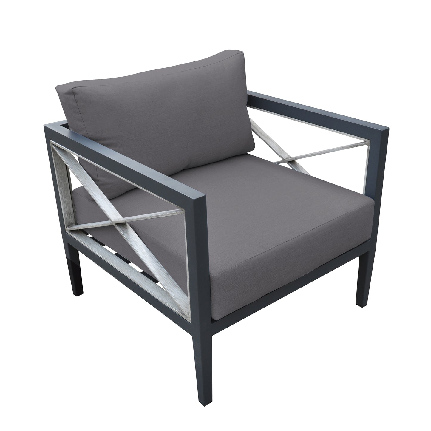 Sonoma Outdoor 4 piece Set in Dark Grey Finish and Charcoal Cushions