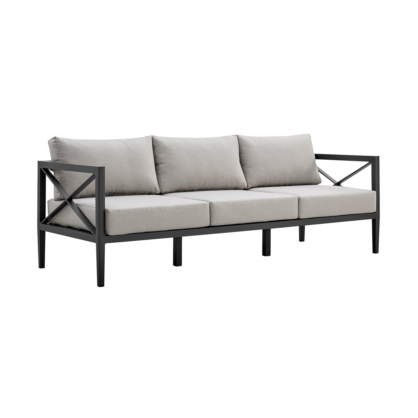 Sonoma Outdoor 4 piece Set in Dark Grey Finish and Light Grey Cushions