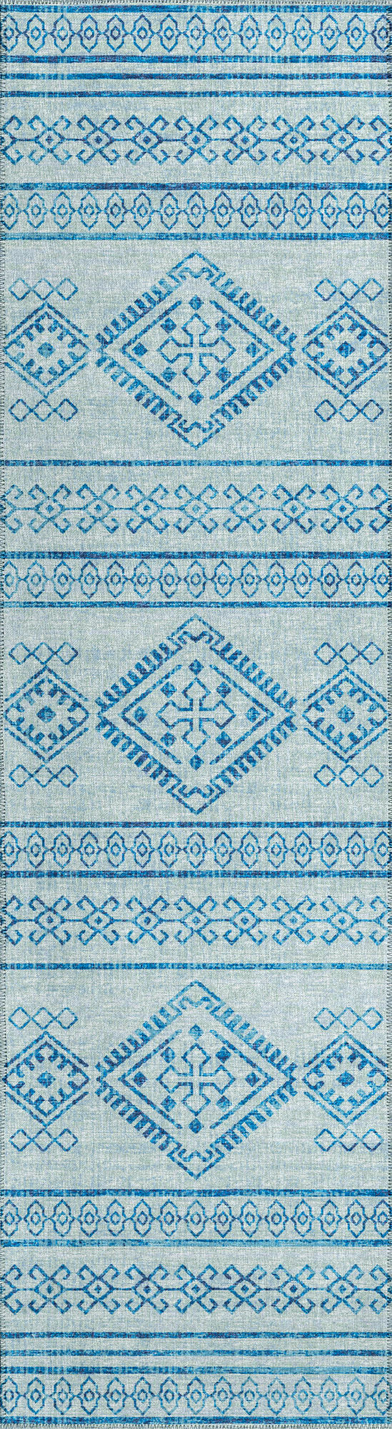 Indoor/Outdoor Sedona SN14 Sky Washable 2'3" x 12' Runner Rug