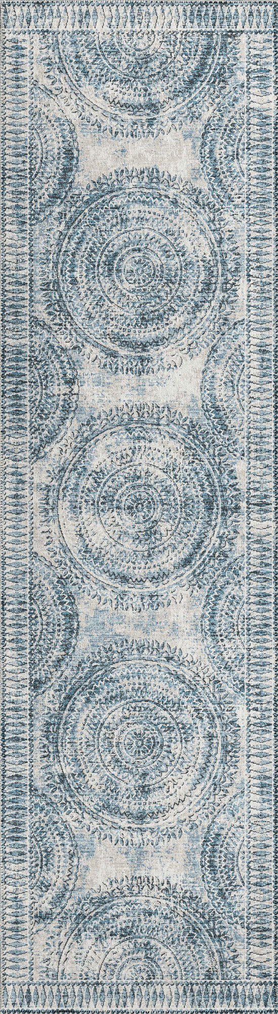 Indoor/Outdoor Sedona SN7 Indigo Washable 2'3" x 10' Runner Rug