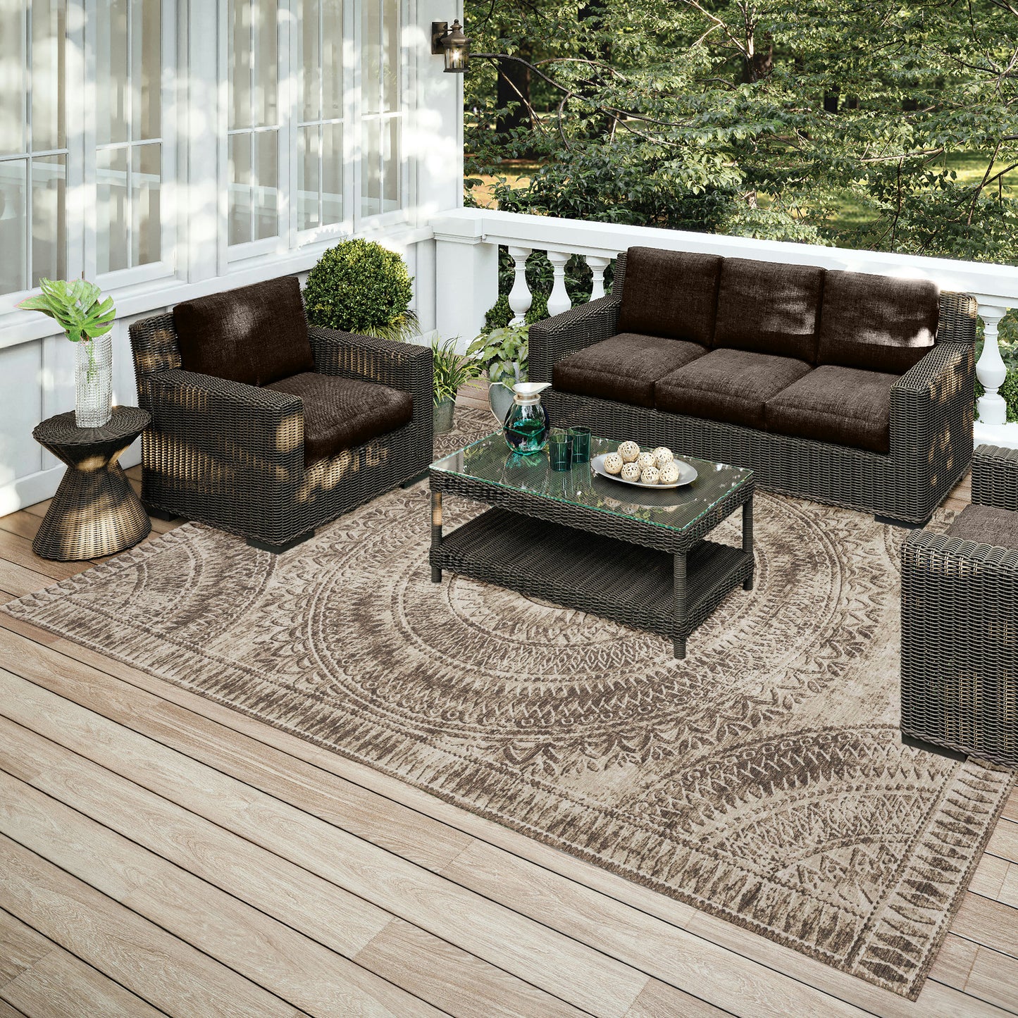 Indoor/Outdoor Sedona SN7 Taupe Washable 5' x 7'6" Rug