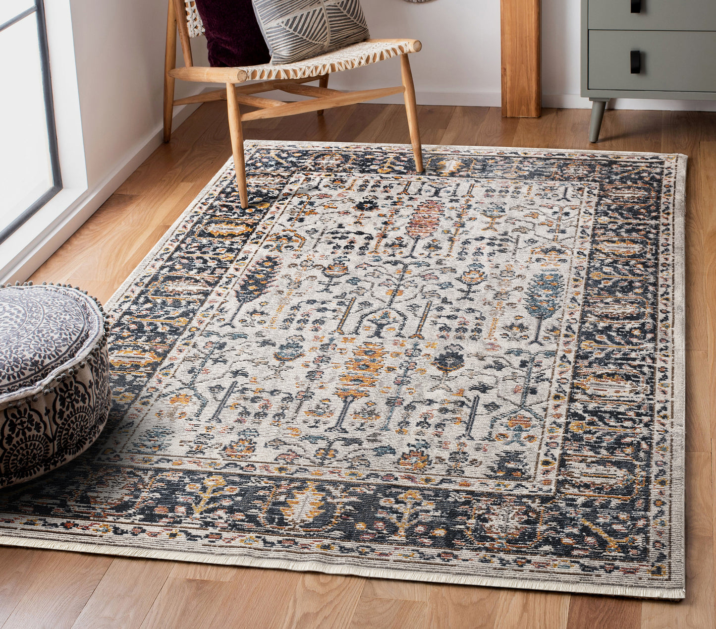 Kaleen Soren Collection Grey Navy Runner 2'6" x 7'6"