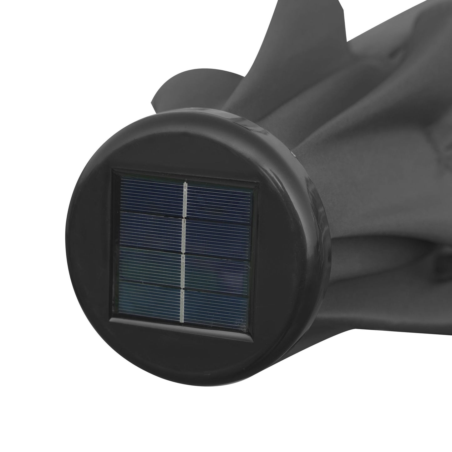 LeisureMod Sierra 9 ft Steel Market Umbrella With Solar Powerd LED & Tilt - Gray