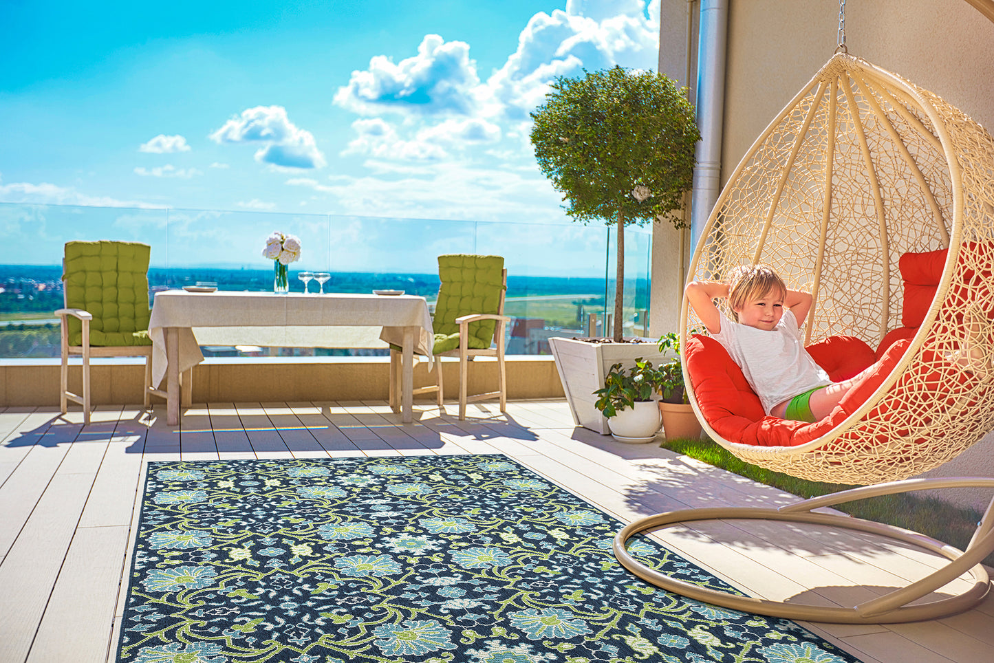 Kaleen Sunice Collection SUN02-22 Navy Area Rug 7'2" x 10'5"