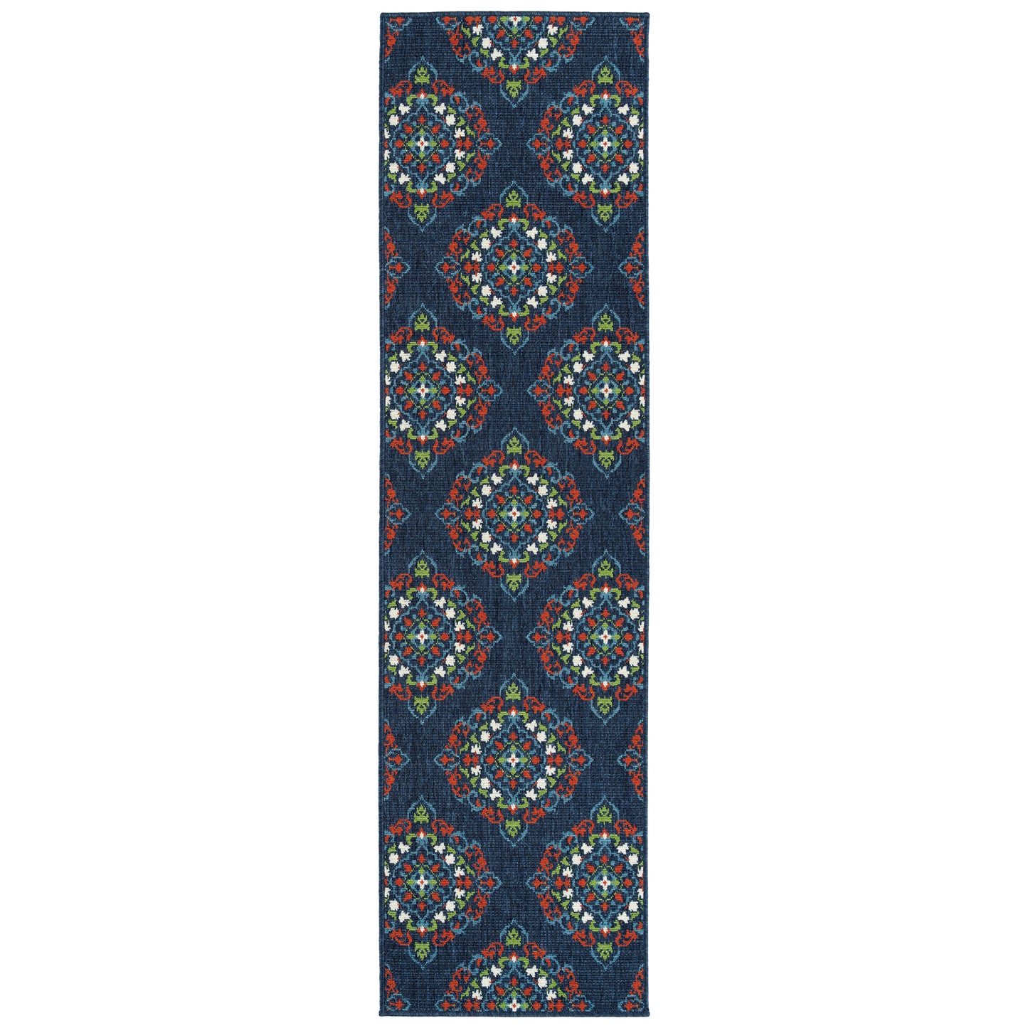 Kaleen Sunice Collection Navy Tangerine Throw Rug 1'9" x 3'