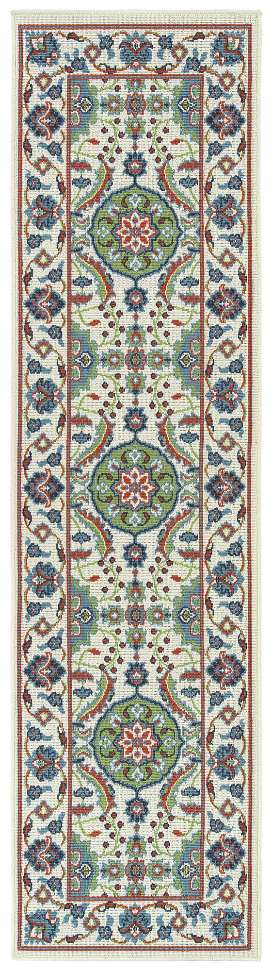 Kaleen Sunice Collection Ivory LtBlue Throw Rug 1'9" x 3'