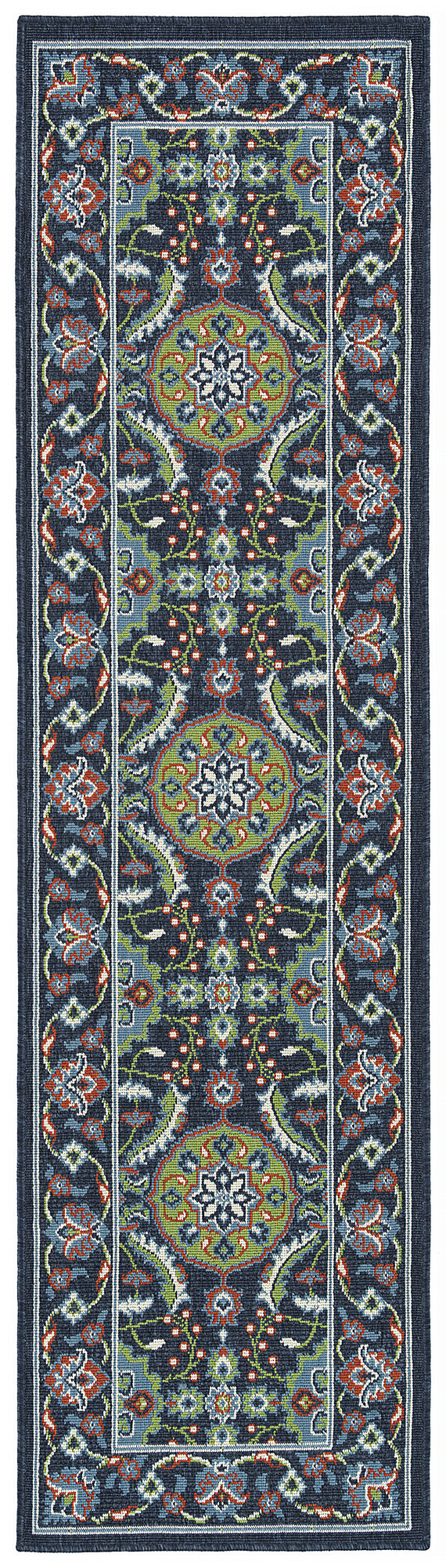 Kaleen Sunice Collection Navy LtBlue Runner 2'2" x 8'