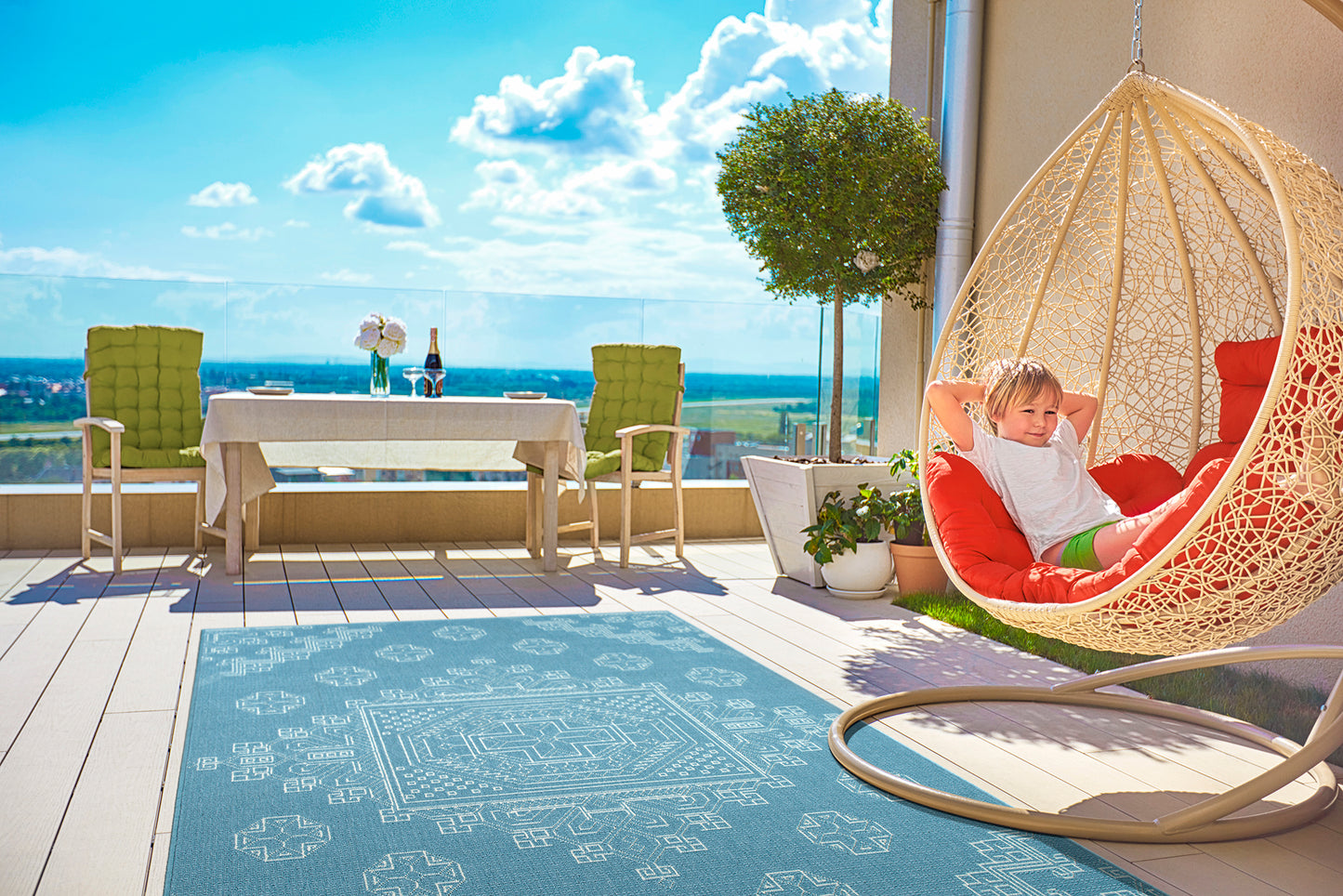 Kaleen Sunice Collection SUN15-79 Light Blue Area Rug 3'6" x 5'6"