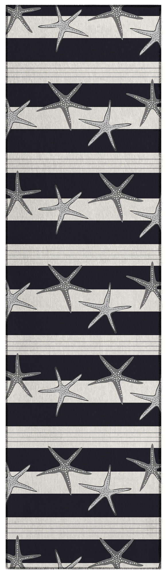Indoor/Outdoor Seabreeze SZ12 Black Washable 2'3" x 7'6" Runner Rug