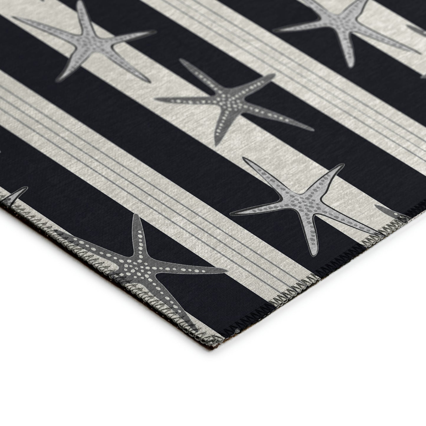 Indoor/Outdoor Seabreeze SZ12 Black Washable 2'3" x 7'6" Runner Rug