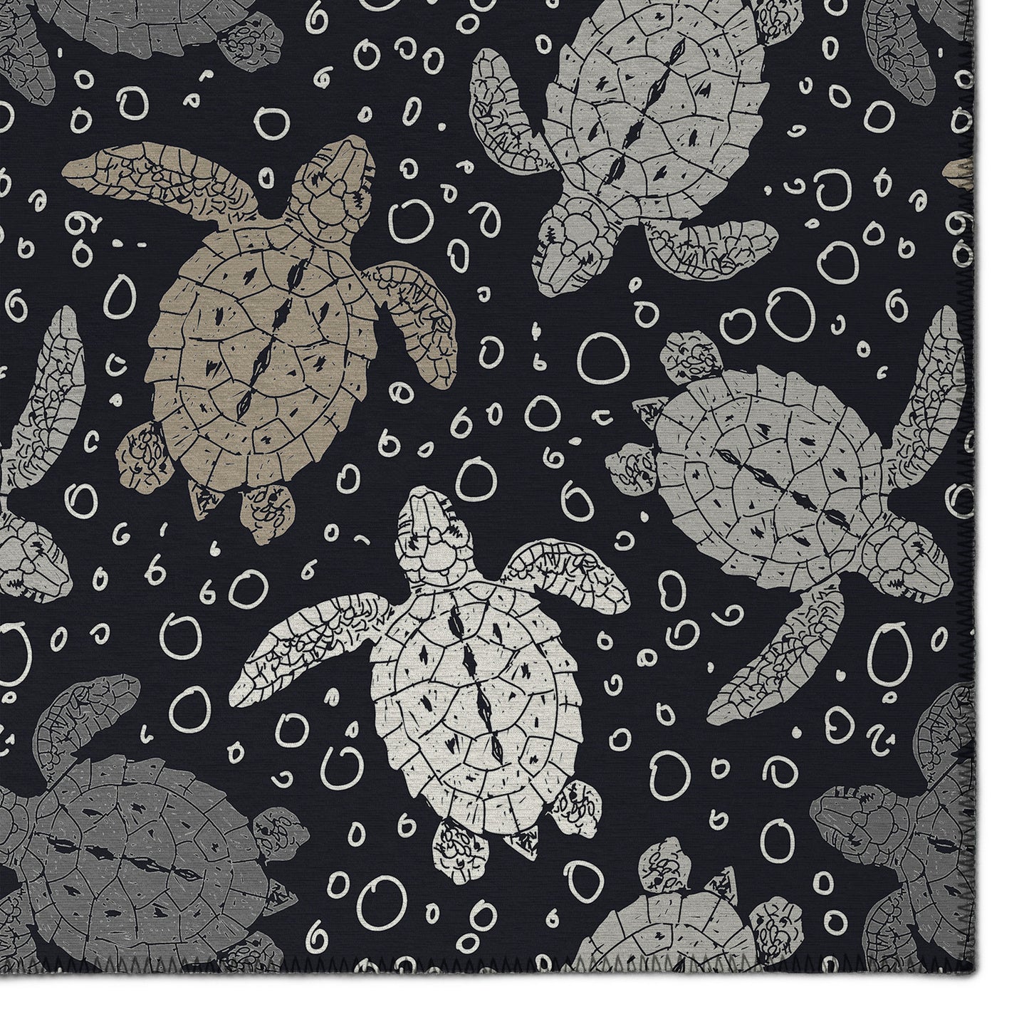 Indoor/Outdoor Seabreeze SZ13 Black Washable 2'3" x 7'6" Runner Rug