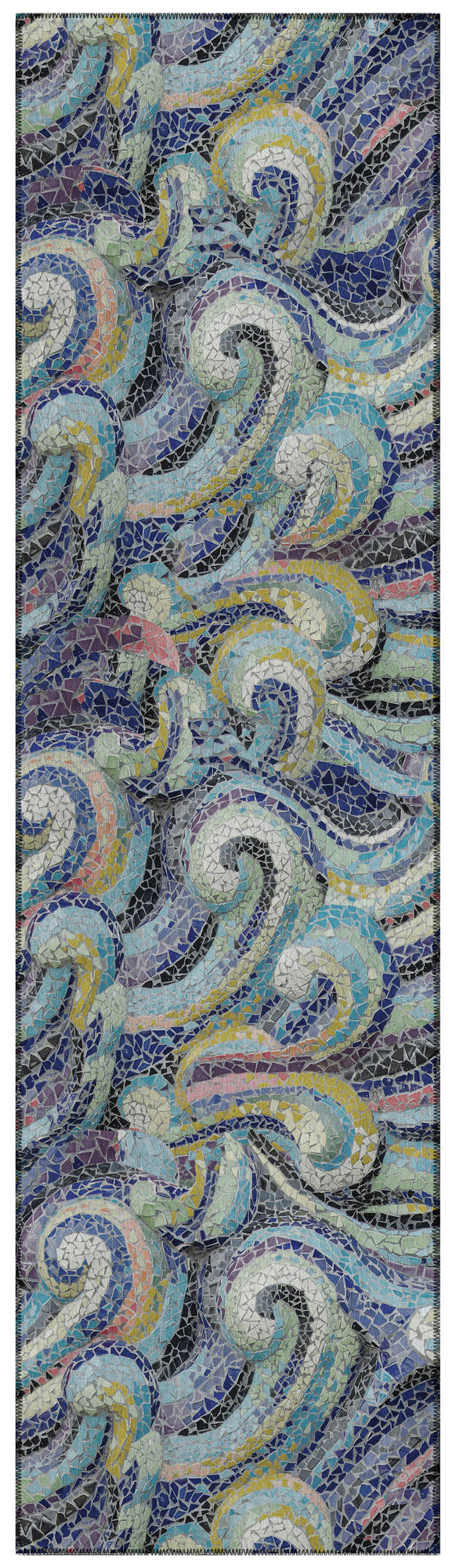 Indoor/Outdoor Seabreeze SZ14 Ink Washable 2'3" x 7'6" Runner Rug