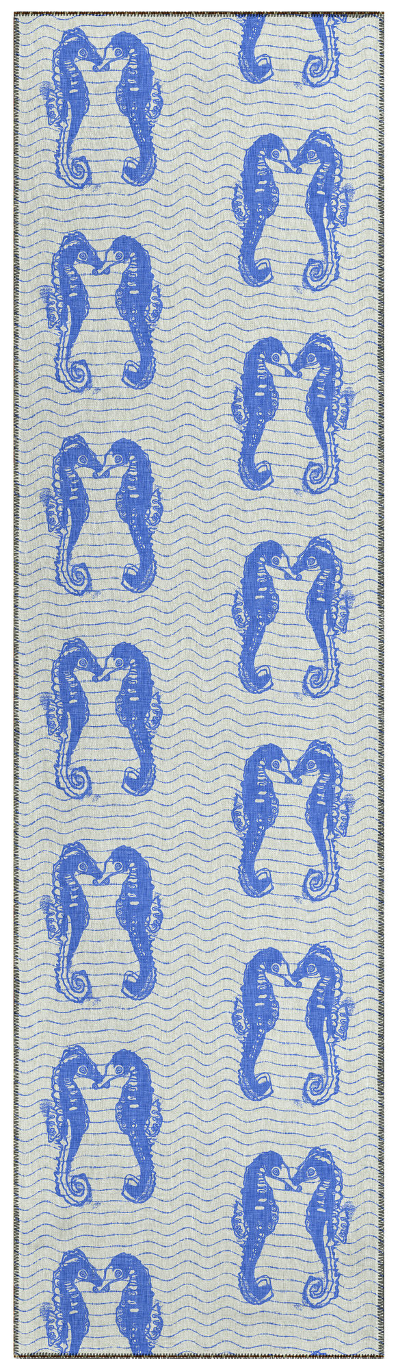 Indoor/Outdoor Seabreeze SZ15 Navy Washable 2'3" x 7'6" Runner Rug
