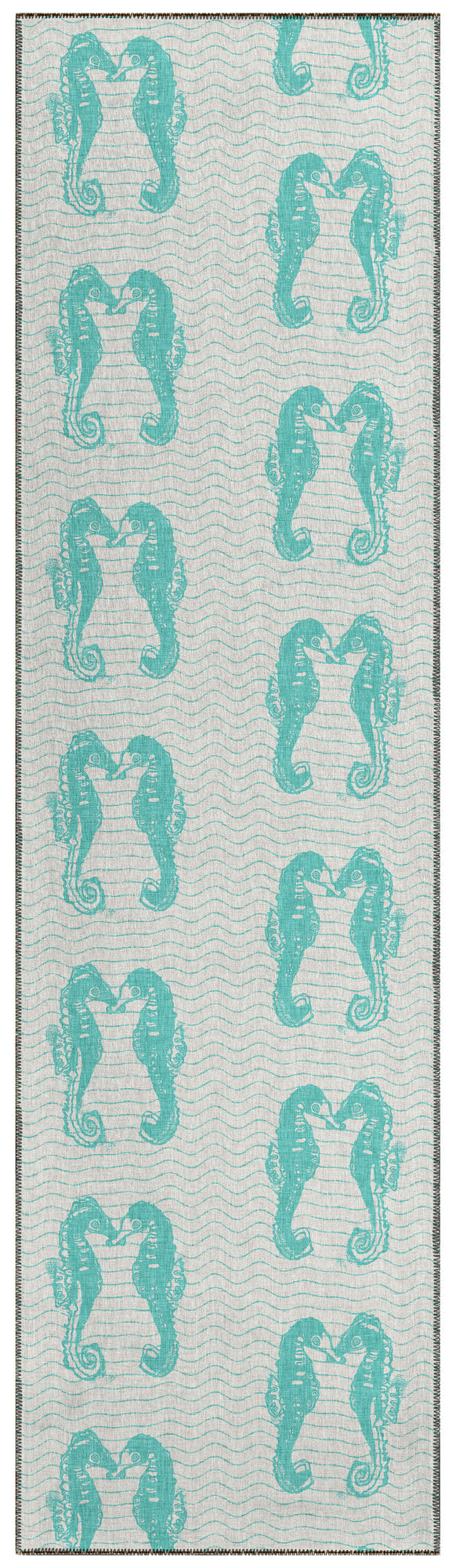 Indoor/Outdoor Seabreeze SZ15 Teal Washable 2'3" x 7'6" Runner Rug