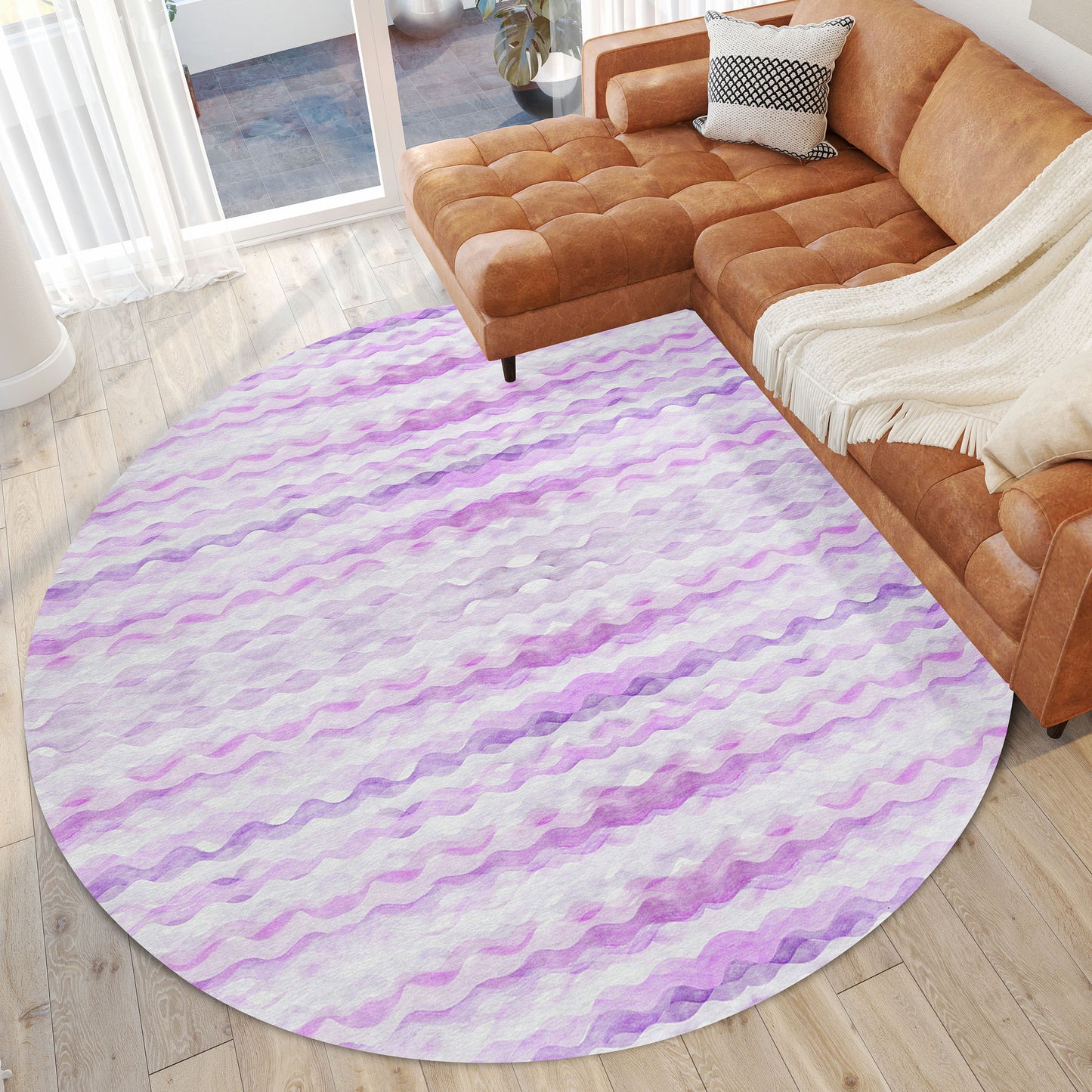 Indoor/Outdoor Seabreeze SZ16 Violet Washable 8' x 8' Round Rug