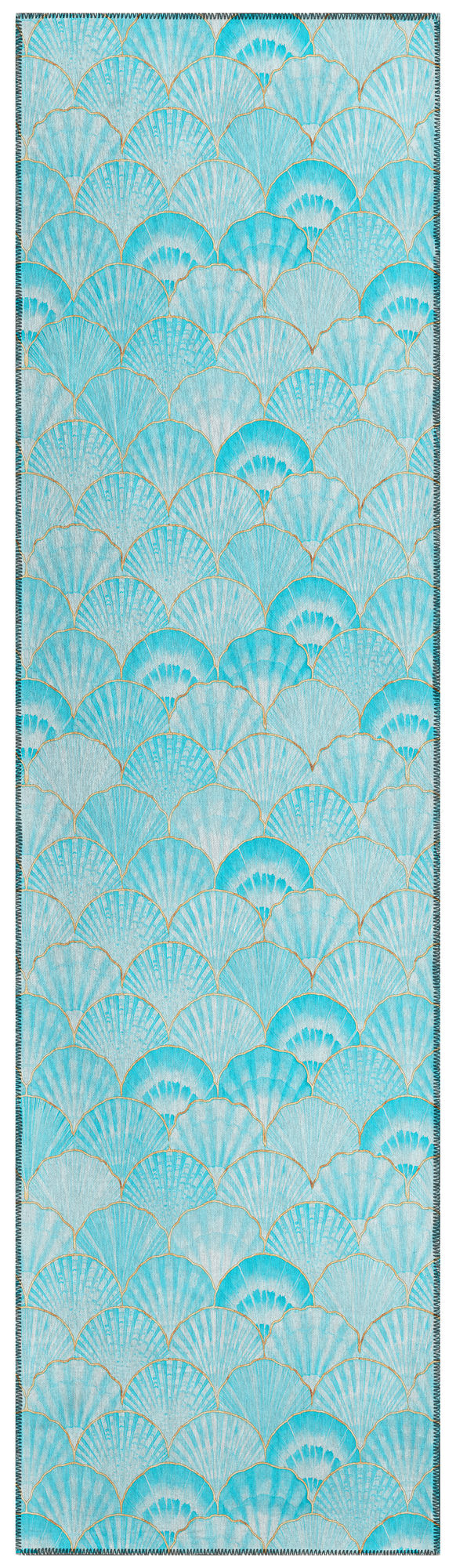 Indoor/Outdoor Seabreeze SZ2 Teal Washable 2'3" x 7'6" Runner Rug