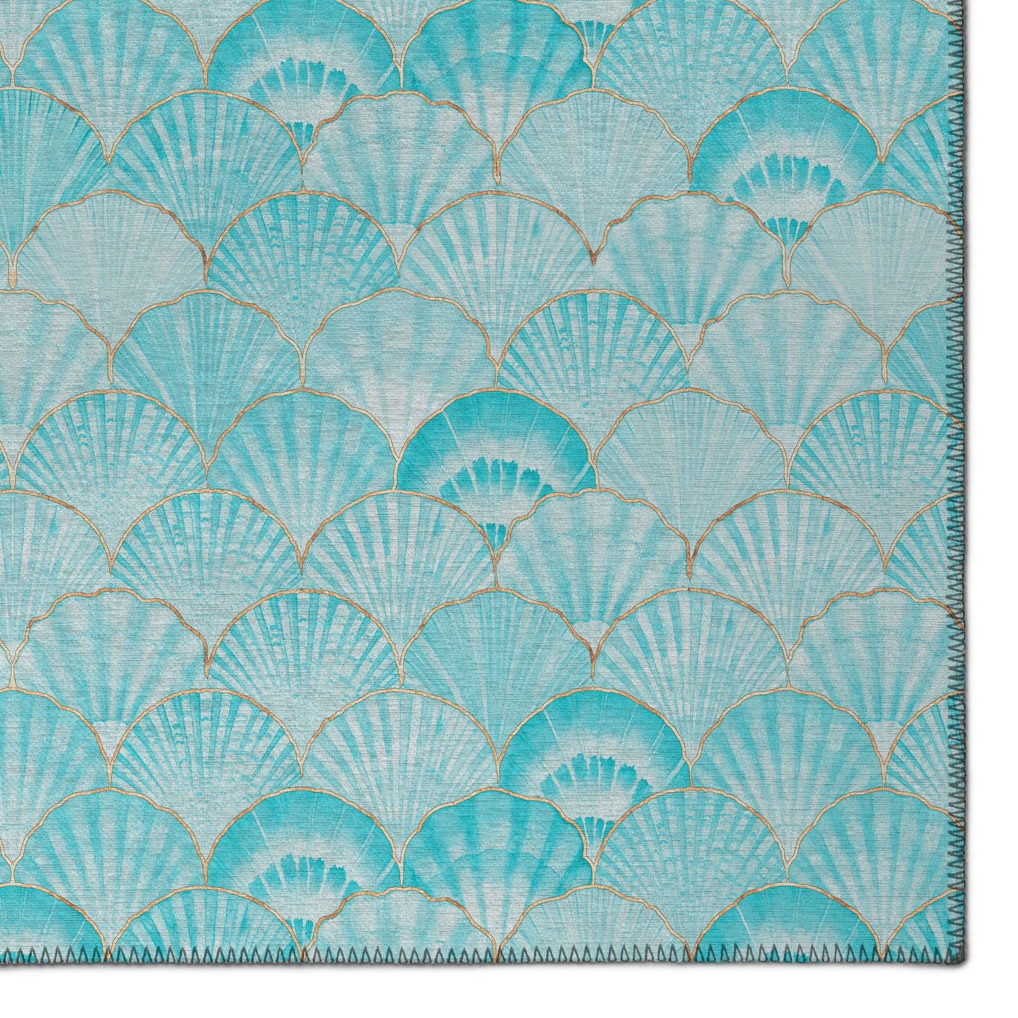 Indoor/Outdoor Seabreeze SZ2 Teal Washable 2'3" x 7'6" Runner Rug