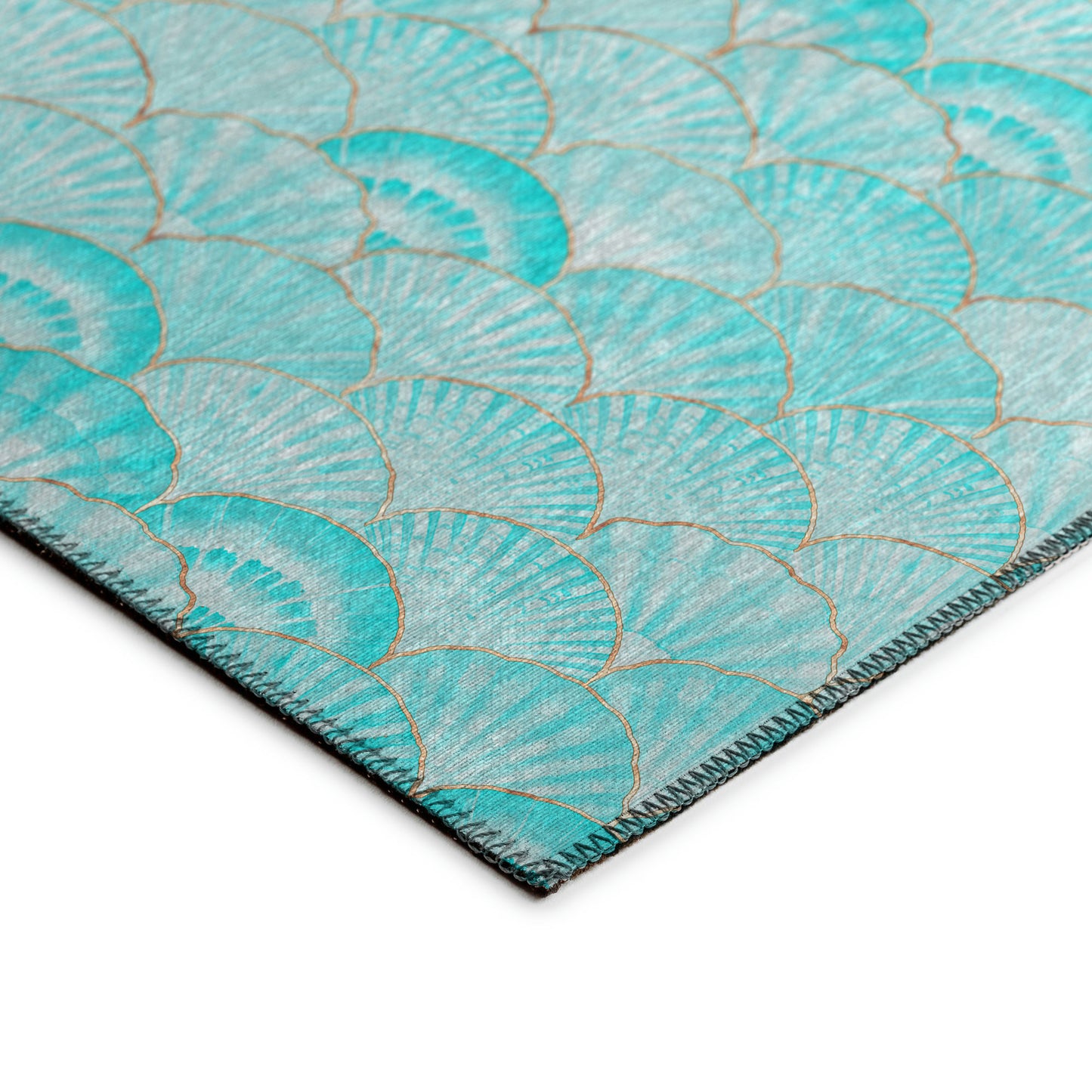 Indoor/Outdoor Seabreeze SZ2 Teal Washable 2'3" x 7'6" Runner Rug