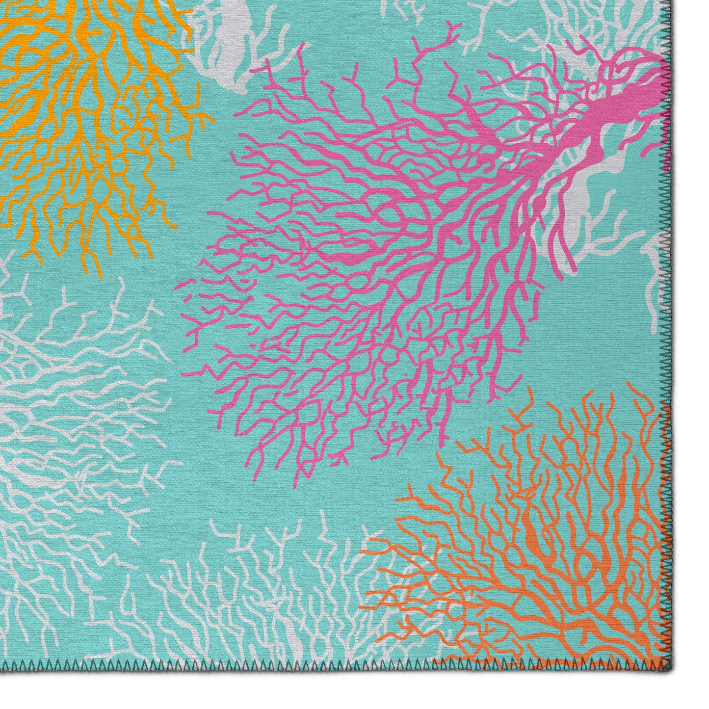 Indoor/Outdoor Seabreeze SZ3 Teal Washable 2'3" x 7'6" Runner Rug