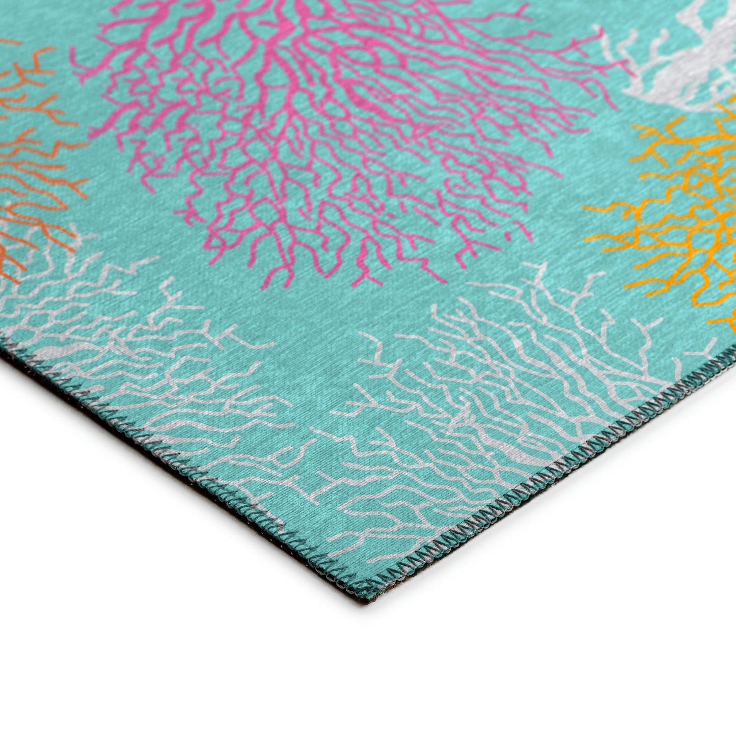 Indoor/Outdoor Seabreeze SZ3 Teal Washable 2'3" x 7'6" Runner Rug