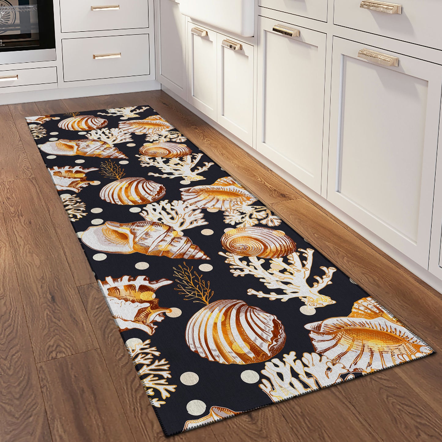 Indoor/Outdoor Seabreeze SZ6 Black Washable 2'3" x 7'6" Runner Rug