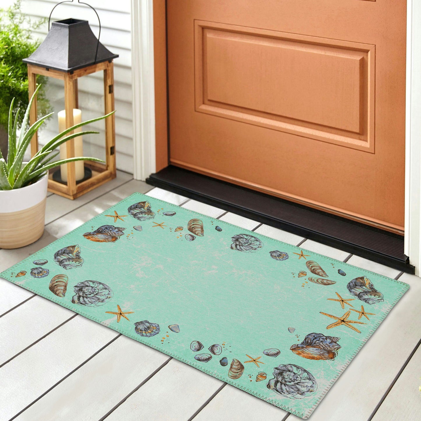 Indoor/Outdoor Seabreeze SZ9 Lagoon Washable 1'8" x 2'6" Rug
