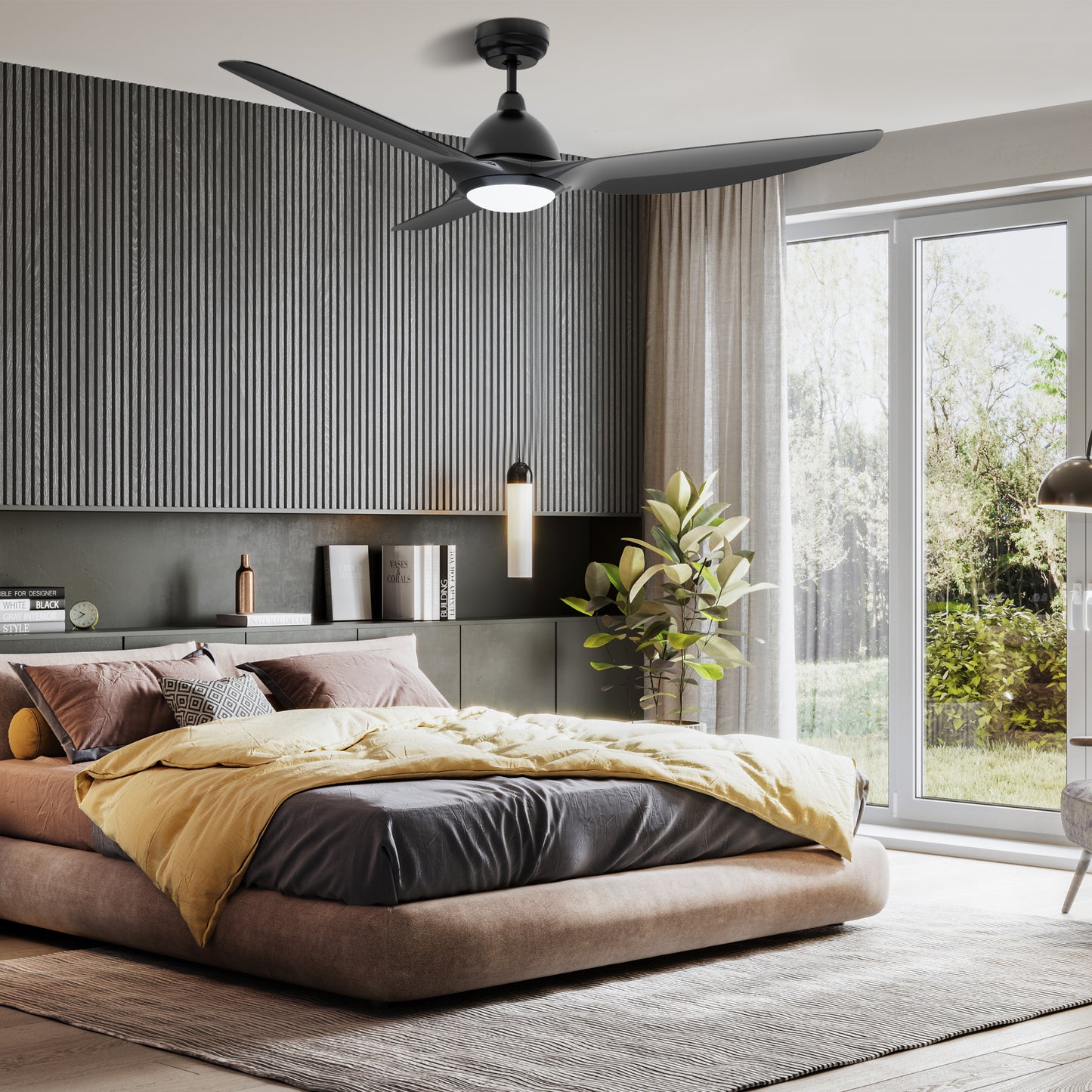 Cranston 52 Inch 3-Blade Smart Ceiling Fan - Black