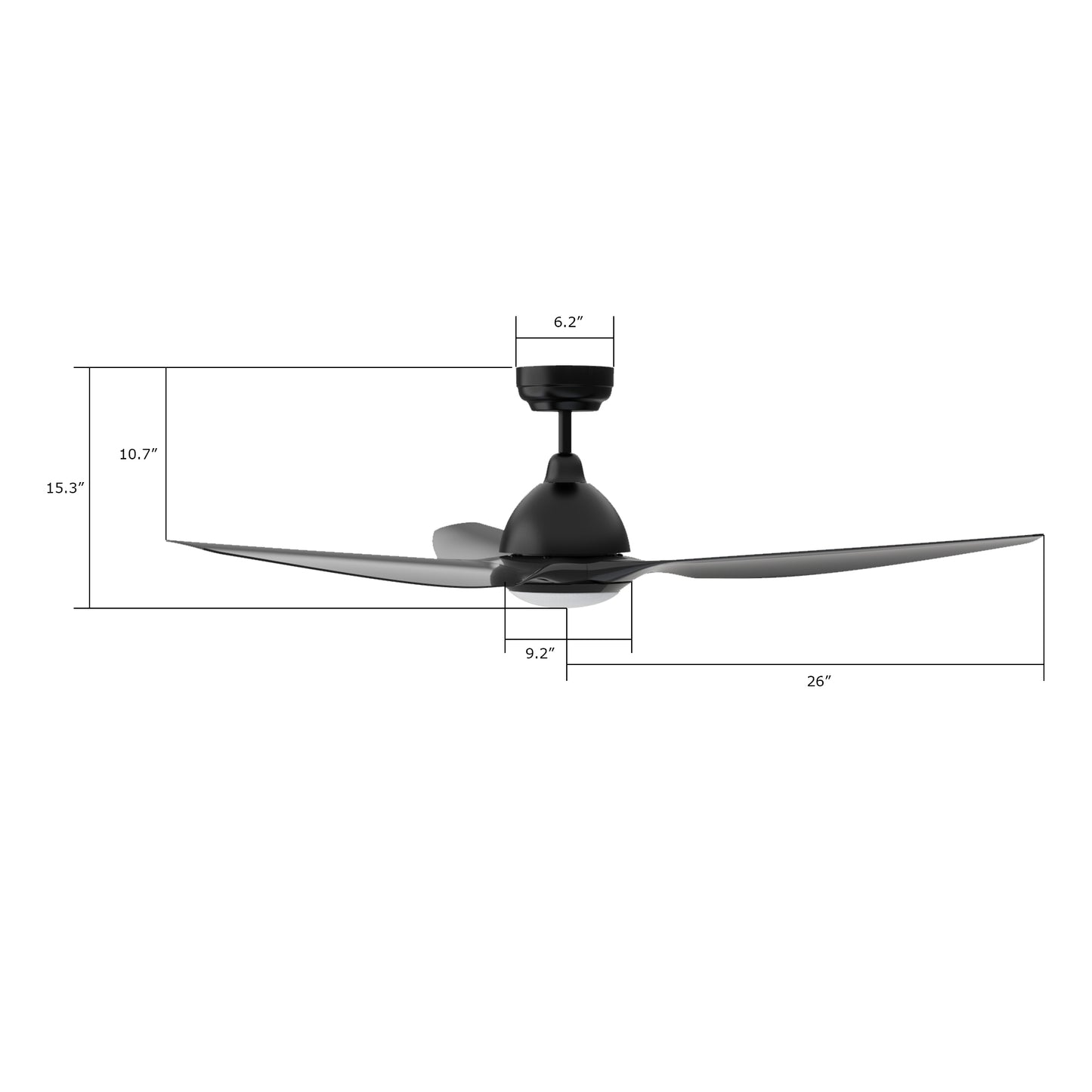 Cranston 52 Inch 3-Blade Smart Ceiling Fan - Black